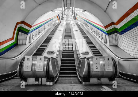 The subway of London with selective color highlighting some details. Stock Photo