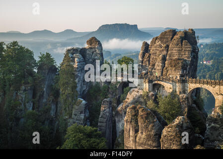 The Bastei bridge, Saxon Switzerland National Park, Germany Stock Photo