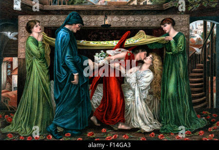 1800s 1871 PAINTING BY DANTE GABRIEL ROSETTI TITLED DANTE'S DREAM AT THE TIME OF THE DEATH OF BEATRICE Stock Photo