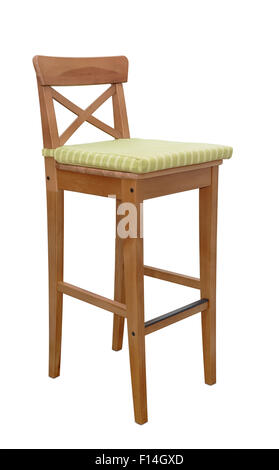 Wooden bar stool isolated on white Stock Photo