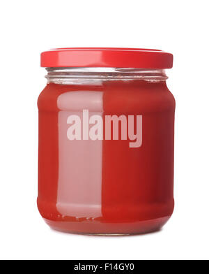 Tomato paste jar isolated on white Stock Photo