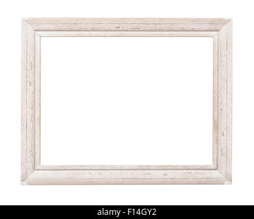 White rustic picture frame isolated on white Stock Photo