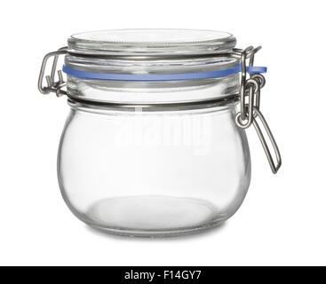 Empty glass storage jar isolated on white Stock Photo