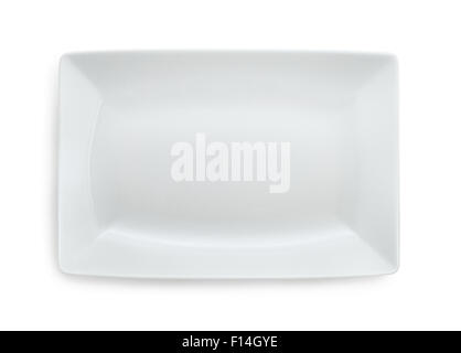 White empty rectangular plate isolated on white Stock Photo