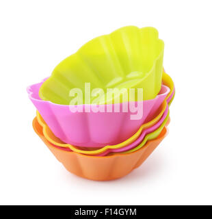 Silicone baking cups isolated on white Stock Photo