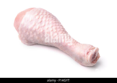 Raw chicken drumstick isolated on white Stock Photo