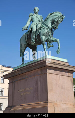 Statue of King Karl Johan outside the Royal Palace in Oslo, Norway. Stock Photo