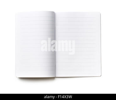 the open notebook paper with blue lines Stock Photo