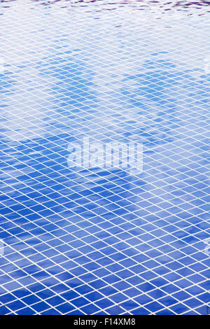 Blue mosaic swimming pool background. Stock Photo