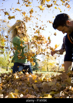 USA, Utah, Provo, Young couple having fun in park Stock Photo