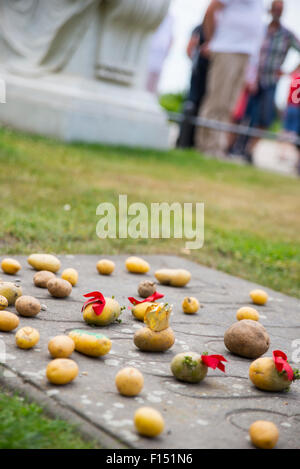 Potatoes left on King Frederick the Great's grave, Sanssouci Palace, Potsdam, Germany Stock Photo