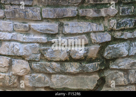 Textured stone wall in gaden at home, Thailand. Stock Photo