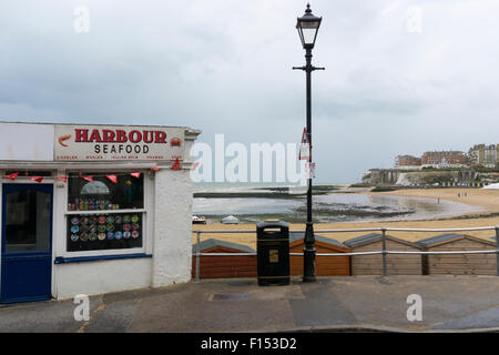 Viking Bay in Broadstairs on a wet summer August day. Stock Photo