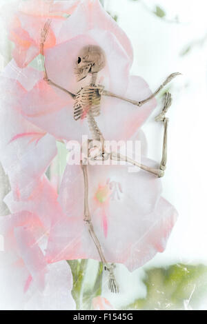 Scary dancing fairy skeleton spirits on flower background Stock Photo ...