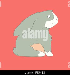 Flat hand drawn icon of a cute rabbit Stock Vector