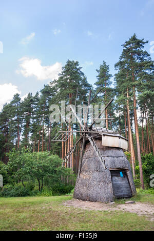 Windmill from Dervinieki at the Latvian Ethnographic Open Air Museum (Latvijas Etnogrāfiskais Brīvdabas Muzejs), Riga, Latvia Stock Photo