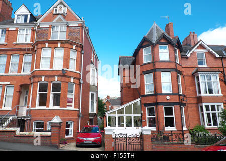 Llandrindod Wells Powys, Wales Victorian style red brick property homes Stock Photo
