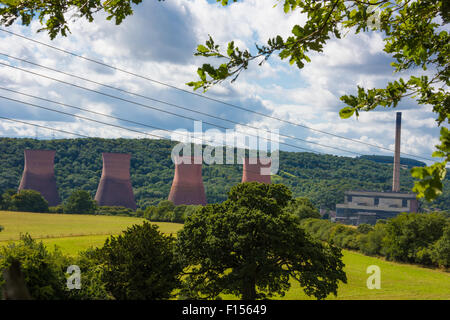 A view across the Shropshire countryside over to the Ironbridge Power station UK Stock Photo