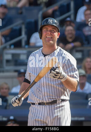 New York Yankees' Brian McCann hits a single off Cleveland Indians ...