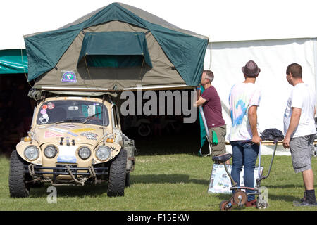 Beetle buggy with a tent on its roof Stock Photo