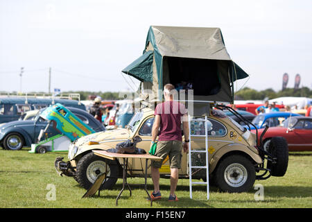 Beetle buggy with a tent on its roof Stock Photo