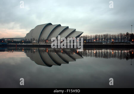 Glasgow Clyde Auditorium, also known as the Armadillo by the River Clyde before Sunset Stock Photo