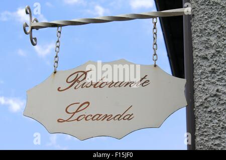 signboard of restaurant and inn in Italy Stock Photo