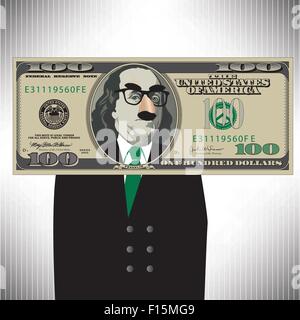 A Whimsical Way to Look At a 100 Dollar Bill Stock Vector