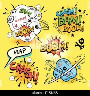 Comic Book Actions - A collection of comic cartoon actions and design elements. Vector illustration Stock Vector