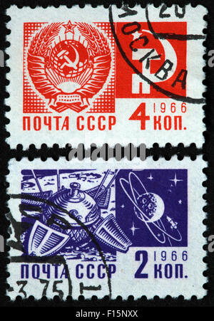 4 and 2 Kon Kopek  Mockba 1966 CCCP  USSR space stamps Stock Photo