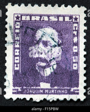 Brazil 50 Joauuim Murtinno Correio purple stamp Stock Photo