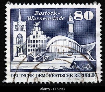 Deutsche Demokratische Republik DDR Rostock-Warnemunde 80 Stamp Stock Photo