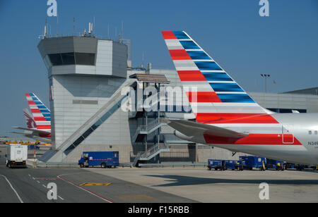 American Airlines airplanes parked at the gates, JFK airport, New York City NY Stock Photo