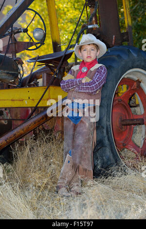 Portrait of Young Cowboy, Shell, Wyoming, USA Stock Photo