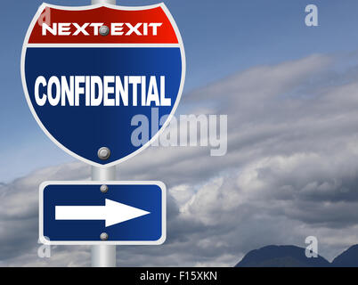 Confidential road sign Stock Photo