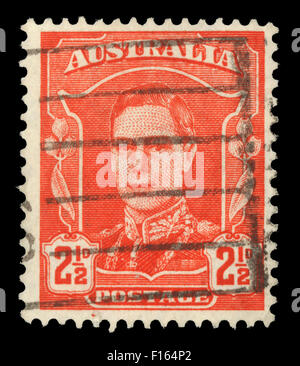 Stamp printed in Australia shows portrait of King George VI, without inscription, from the series 'King George VI', circa 1942 Stock Photo