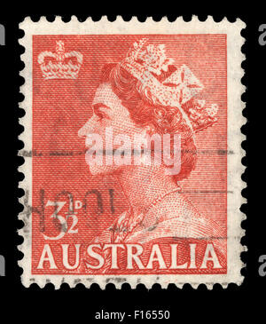 Stamp printed in Australia shows Queen Elizabeth II, circa 1953 Stock Photo