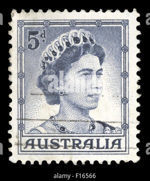 Stamp printed in Australia shows Portrait of Queen Elizabeth II, from the series 'Queen Elizabeth II', circa 1959 Stock Photo