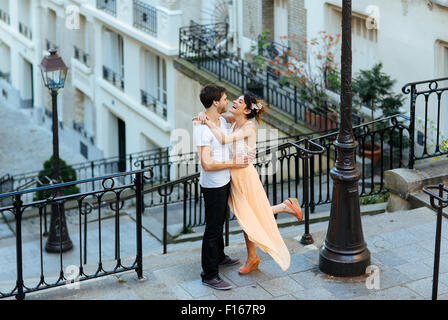 Paris, Couple dating in Montmartre Stock Photo
