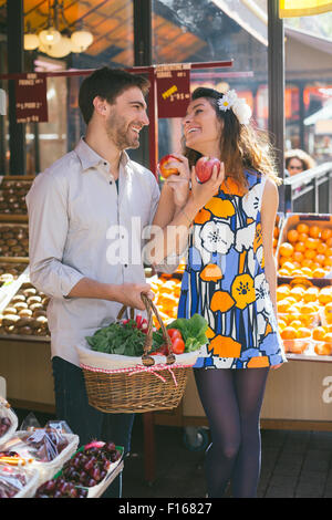 Couple shopping in Paris Stock Photo