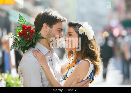 Couple dating in Paris Stock Photo