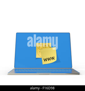 www. written on sticky note with computer laptop as concept Stock Photo