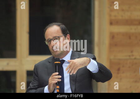 French President Francois Hollande with the Minister of Ecology, Sustainable Development and Energy, Segolene Royal Stock Photo