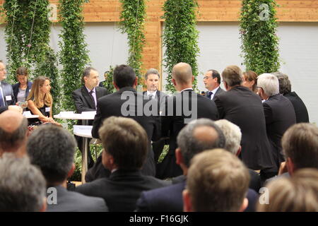 French President Francois Hollande with the Minister of Ecology, Sustainable Development and Energy, Segolene Royal Stock Photo