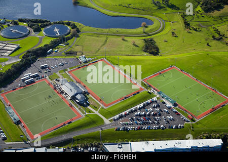Rosedale Hockey Stadium, Rosedale South Park, Auckland, North Island, New Zealand - aerial Stock Photo