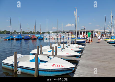 pedal boats, Outer Alster, Hamburg, Germany Stock Photo