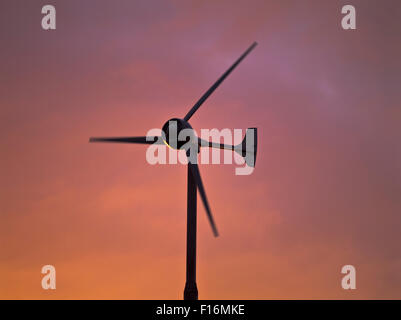 dh WIND TURBINE UK Sunset Wind turbine close up blade windturbine uk blades silhouette Stock Photo