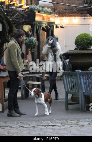 Kate Moss and family seen out and about in North London 2013 Stock Photo