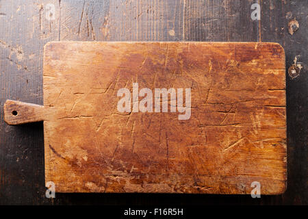 Chopping cutting board on wooden texture background Stock Photo