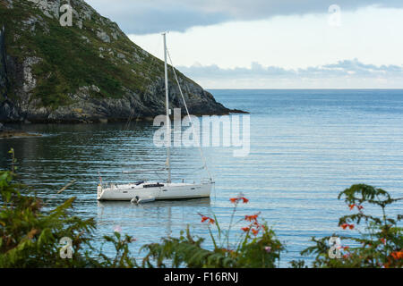 Baltimore Yacht Charters yacht moored in south harbour of Cape Clear island on west Cork coast of Ireland. Stock Photo